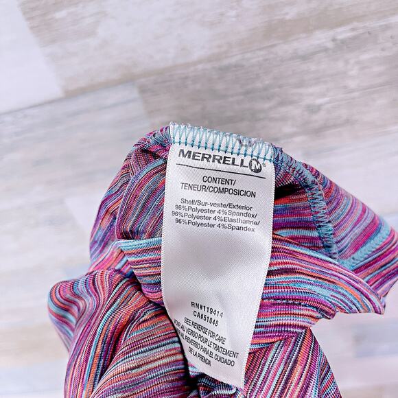 Merrell Funnel Neck Performance Pullover Pink Melange Jersey Pockets Womens XS - Picture 7 of 7